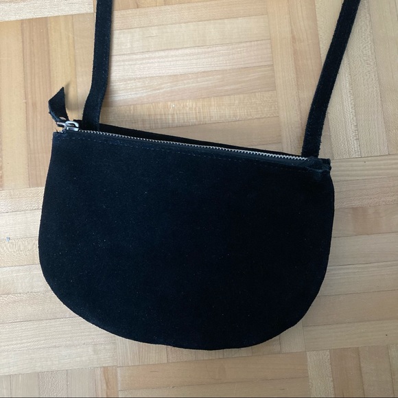Urban Outfitters double pouch black suede cross body bag / purse - Picture 12 of 16